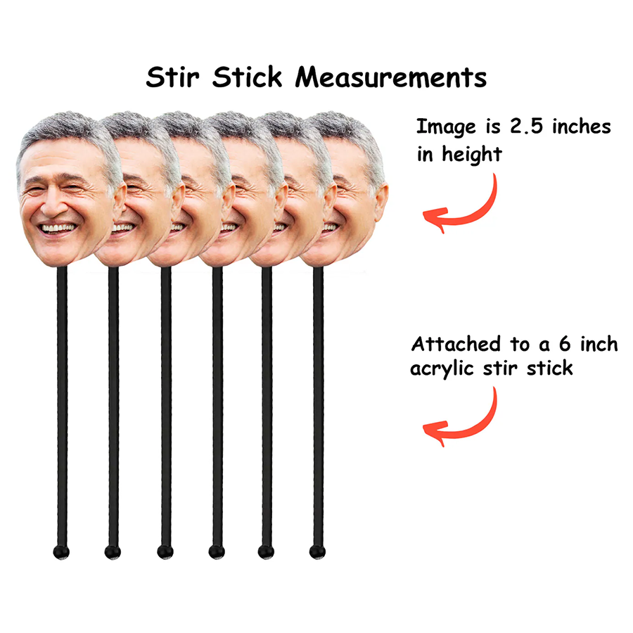 Drink stirrers personalized with face, 50th Birthday stir sticks Custo ...