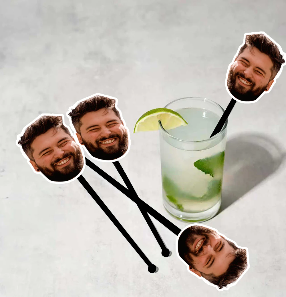 Drink stirrers personalized with face, 50th Birthday stir sticks Custom ...