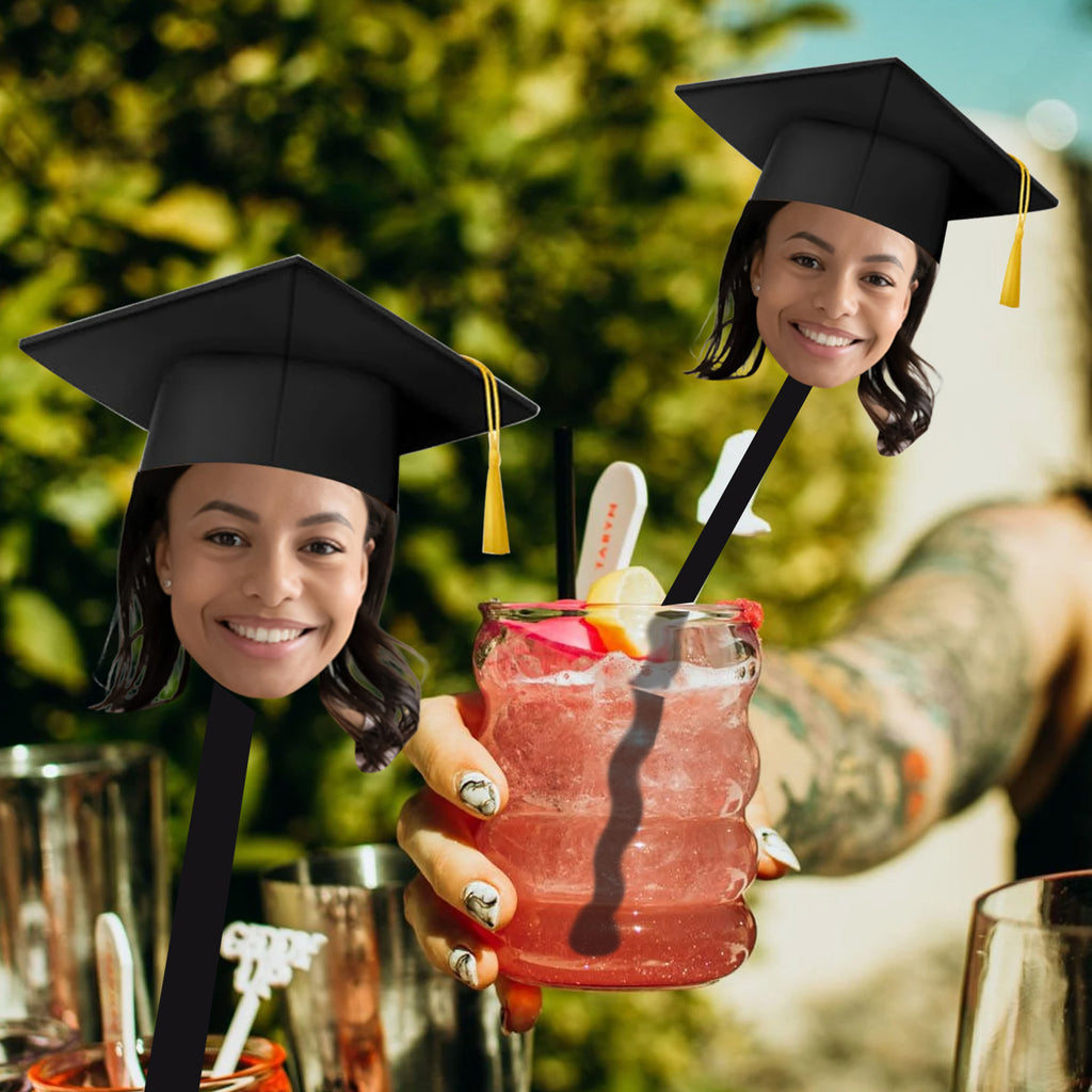 Grad Face Sticks Graduate Custom drink stirrers personalized with face, stir sticks ...