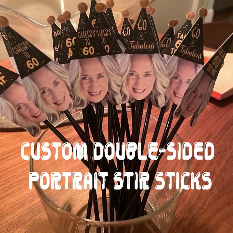 Personalized Birthday Face Drink Stirrers with Age Number - Custom ...