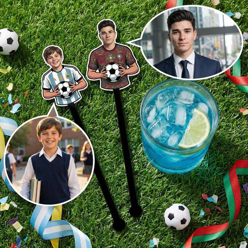 Custom Double-Sided World Cup Jersey Face Drink Stirrers | Personalized ...
